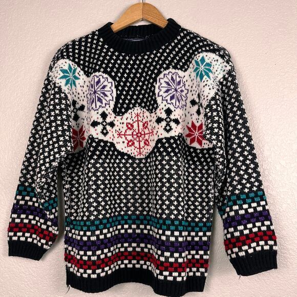 Vtg JJ Browne USA Fair Isle Nordic Holiday Christmas Unisex Sweater READ‎ - Picture 1 of 6